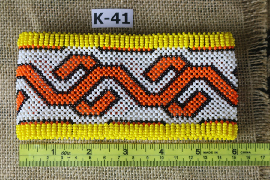 Art# K41  6 inch  Original Kayapo Traditional Peyote stitch Beaded Bracelet from Brazil.