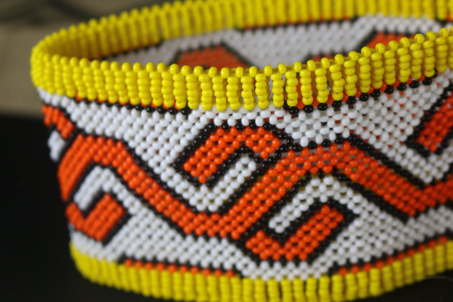 Art# K41  6 inch  Original Kayapo Traditional Peyote stitch Beaded Bracelet from Brazil.