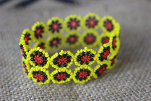 Art# K46  3 inch Original Kayapo Traditional Peyote stitch Beaded Bracelet from Brazil.