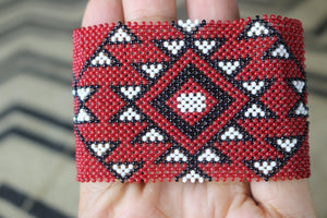 Art# K62 3+ inch  Original Kayapo Traditional Peyote stitch Beaded Bracelet from Brazil.