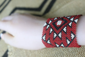 Art# K62 3+ inch  Original Kayapo Traditional Peyote stitch Beaded Bracelet from Brazil.