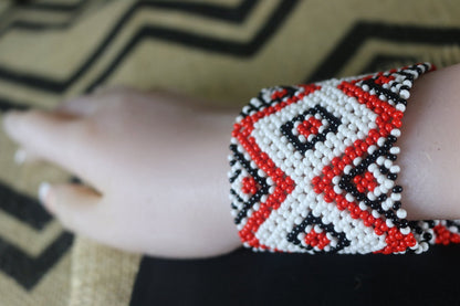 Art# K64  4 inch Original Kayapo Traditional Peyote stitch Beaded Bracelet from Brazil.
