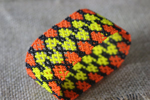 Art# K79  3.5+ inch Original Kayapo Traditional Peyote stitch Beaded Bracelet from Brazil.