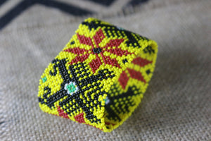 Art# K80 3+ inch  Original Kayapo Traditional Peyote stitch Beaded Bracelet from Brazil.