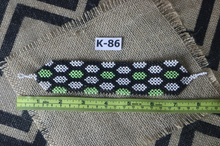 Art# K86   inch 3.5 + Original Kayapo Traditional Peyote stitch Beaded Bracelet from Brazil.