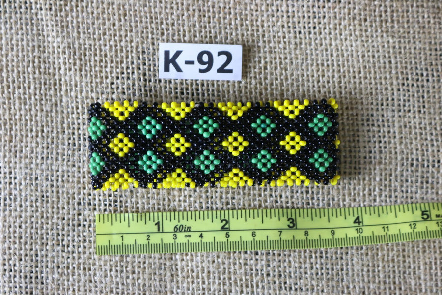 Art# K92  3.5+ inch Original Kayapo Traditional Peyote stitch Beaded Bracelet from Brazil.