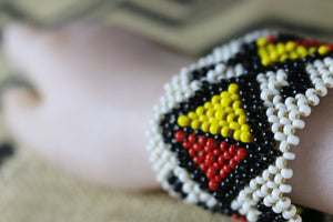 Art# K107  4 inch Original Kayapo Traditional Peyote stitch Beaded Bracelet from Brazil.