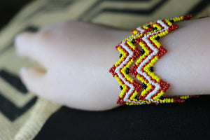 Art# K121  Original Kayapo Traditional Peyote stitch Beaded Bracelet from Brazil.