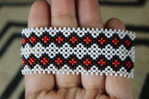 Art# K135 3+ inch Original Kayapo Traditional Peyote stitch Beaded Bracelet from Brazil.