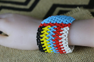 Art# K143 3.5 inch  Original Kayapo Traditional Peyote stitch Beaded Bracelet from Brazil.