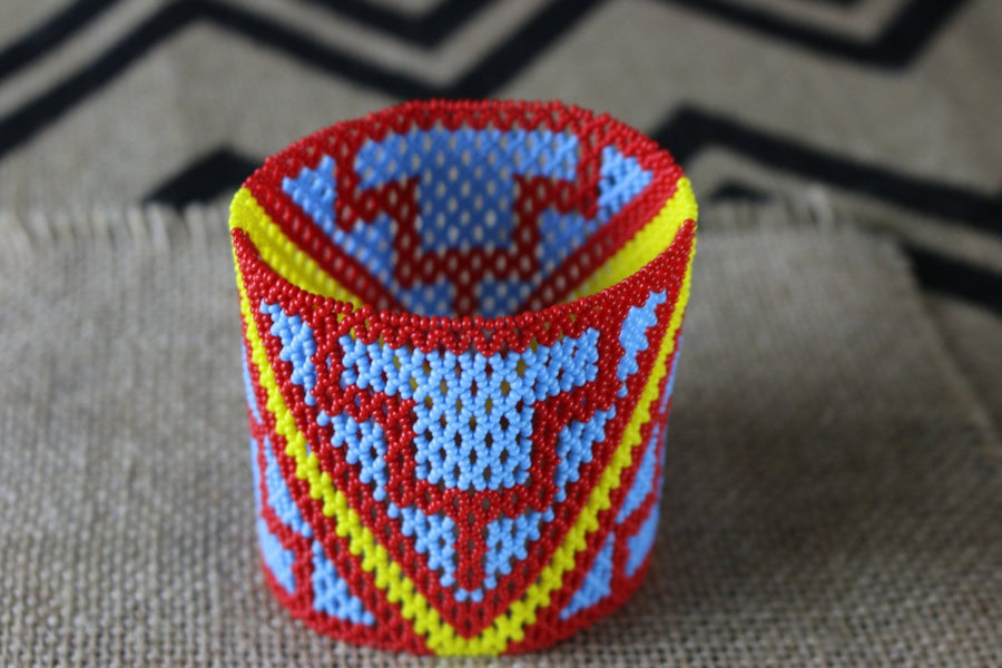 Art# K144 3.5+ inch  Original Kayapo Traditional Peyote stitch Beaded Bracelet from Brazil.