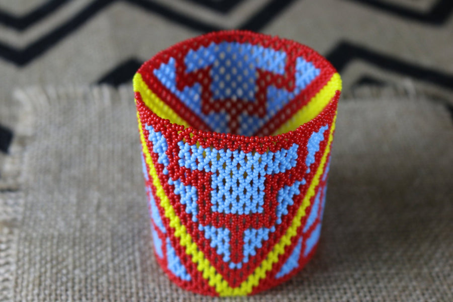 Art# K144 3.5+ inch  Original Kayapo Traditional Peyote stitch Beaded Bracelet from Brazil.