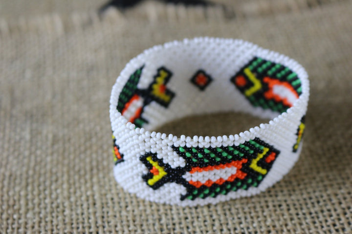 Art# K153  3+ inch Original Kayapo Traditional Peyote stitch Beaded Bracelet from Brazil.