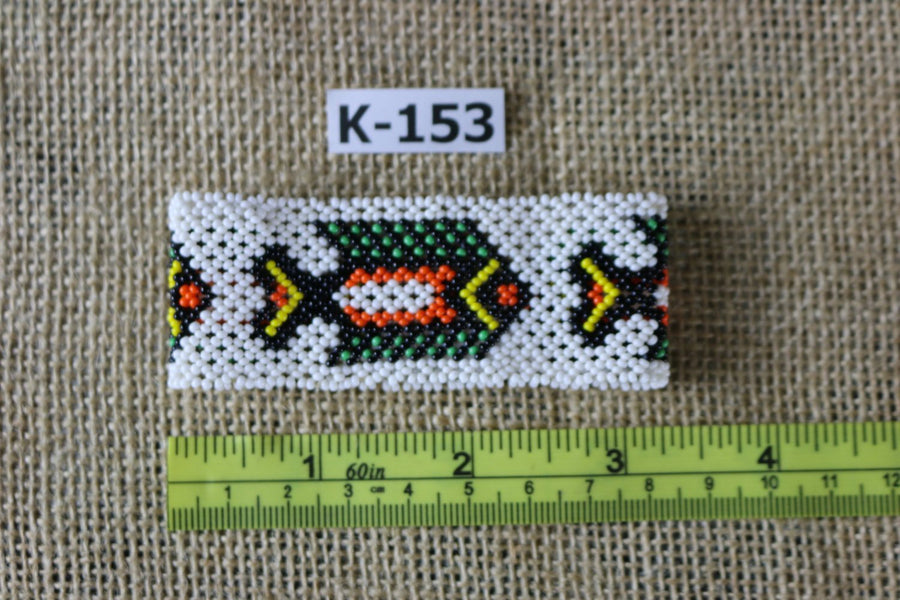 Art# K153  3+ inch Original Kayapo Traditional Peyote stitch Beaded Bracelet from Brazil.