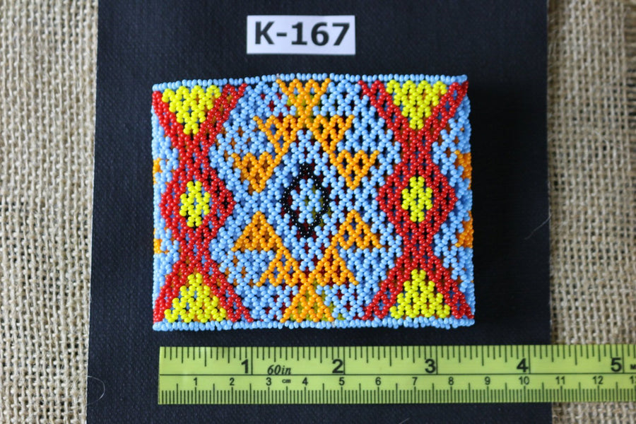 Art# K167  3.5 inch Original Kayapo Traditional Peyote stitch Beaded Bracelet from Brazil.