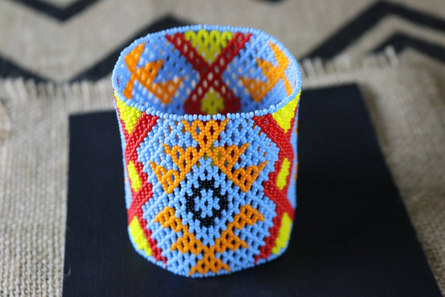 Art# K167  3.5 inch Original Kayapo Traditional Peyote stitch Beaded Bracelet from Brazil.