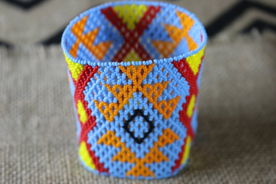 Art# K167  3.5 inch Original Kayapo Traditional Peyote stitch Beaded Bracelet from Brazil.