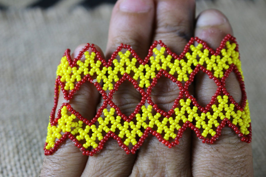 Art# K172 3 inch Original Kayapo Traditional Peyote stitch Beaded Bracelet from Brazil.