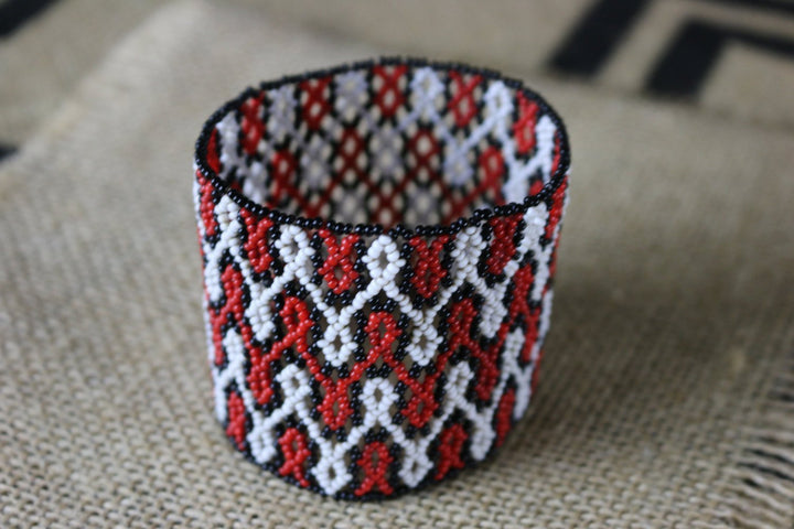 Art# K179  3+ inch. Original Kayapo Traditional Peyote stitch Beaded Bracelet from Brazil.
