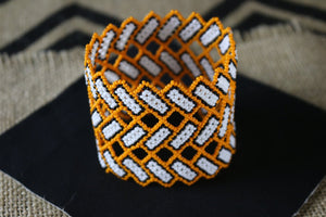 Art# K181  3.5 inch. Original Kayapo Traditional Peyote stitch Beaded Bracelet from Brazil.