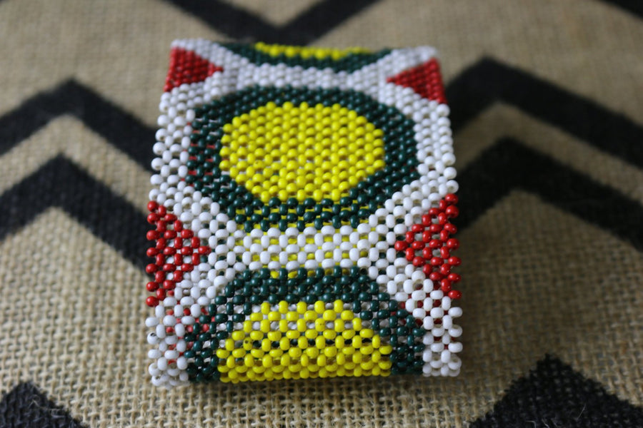 Art# K187  4 inch. Original Kayapo Traditional Peyote stitch Beaded Bracelet from Brazil.