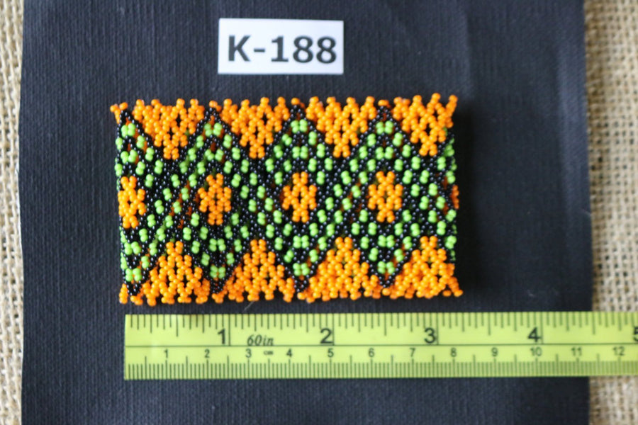 Art# K188  3+inch. Original Kayapo Traditional Peyote stitch Beaded Bracelet from Brazil.