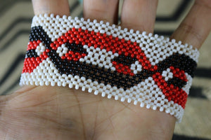 Art# K189  4+inch. Original Kayapo Traditional Peyote stitch Beaded Bracelet from Brazil.