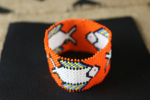 Art# K210  3+ inch. Original Kayapo Traditional Peyote stitch Beaded Bracelet from Brazil.