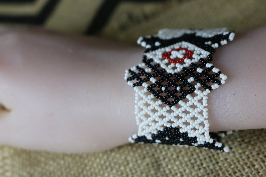 Art# K211  3 inch. Original Kayapo Traditional Peyote stitch Beaded Bracelet from Brazil.