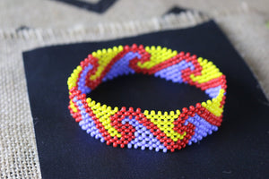 Art# K211  4+ inch. Original Kayapo Traditional Peyote stitch Beaded Bracelet from Brazil.