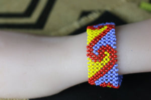 Art# K211  4+ inch. Original Kayapo Traditional Peyote stitch Beaded Bracelet from Brazil.