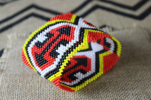 Art# K223  4+ inch. Original Kayapo Traditional Peyote stitch Beaded Bracelet from Brazil.