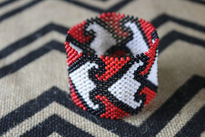 Art# K224  3.5+ inch. Original Kayapo Traditional Peyote stitch Beaded Bracelet from Brazil.