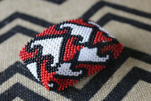 Art# K224  3.5+ inch. Original Kayapo Traditional Peyote stitch Beaded Bracelet from Brazil.