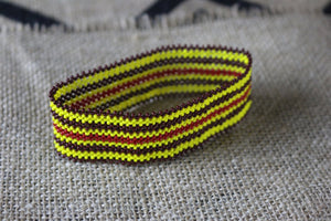 Art# K225  3.5+ inch. Original Kayapo Traditional Peyote stitch Beaded Bracelet from Brazil.