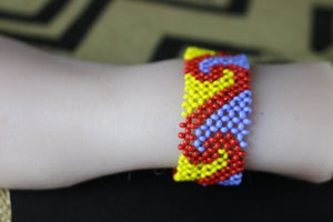 Art# K233  4+ inch. Original Kayapo Traditional Peyote stitch Beaded Bracelet from Brazil.