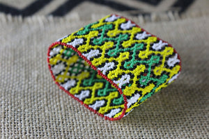 Art# K240  3+ inch. Original Kayapo Traditional Peyote stitch Beaded Bracelet from Brazil.