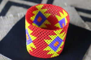 Art# K241  3.5+ inch. Original Kayapo Traditional Peyote stitch Beaded Bracelet from Brazil.