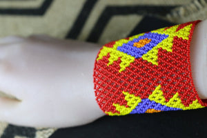 Art# K241  3.5+ inch. Original Kayapo Traditional Peyote stitch Beaded Bracelet from Brazil.