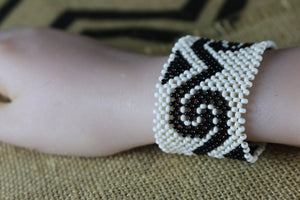 Art# K242  3+ inch. Original Kayapo Traditional Peyote stitch Beaded Bracelet from Brazil.