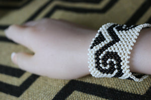 Art# K242  3+ inch. Original Kayapo Traditional Peyote stitch Beaded Bracelet from Brazil.