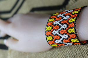 Art# K244  3+ inch. Original Kayapo Traditional Peyote stitch Beaded Bracelet from Brazil.