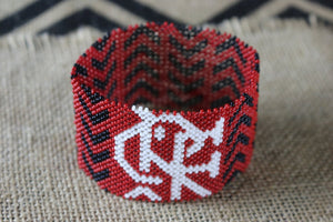 Art# K246  3.5+ inch. Original Kayapo Traditional Peyote stitch Beaded Bracelet from Brazil.