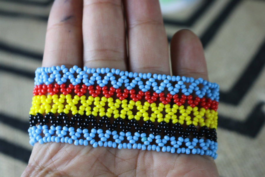 Art# K248  3.5 inch. Original Kayapo Traditional Peyote stitch Beaded Bracelet from Brazil.