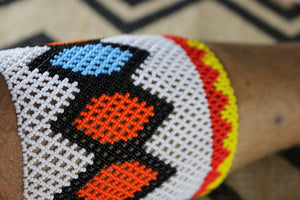 Art# K251  4.5+ inch. Original Kayapo Traditional Peyote stitch Beaded Bracelet from Brazil.