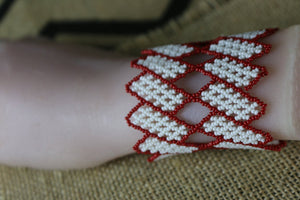 Art# K255  3 inch. Original Kayapo Traditional Peyote stitch Beaded Bracelet from Brazil.