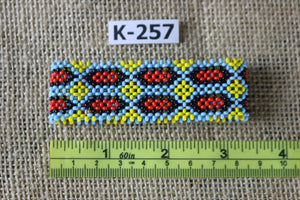 Art# K257  3+ inch. Original Kayapo Traditional Peyote stitch Beaded Bracelet from Brazil.