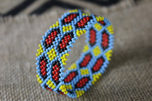 Art# K257  3+ inch. Original Kayapo Traditional Peyote stitch Beaded Bracelet from Brazil.