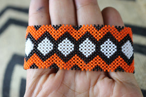 Art# K258 3.5 inch. Original Kayapo Traditional Peyote stitch Beaded Bracelet from Brazil.