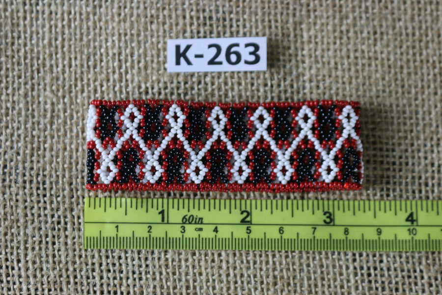 Art# K263  3+ inch. Original Kayapo Traditional Peyote stitch Beaded Bracelet from Brazil.